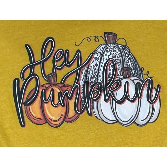 (6 for $25)Short Sleeve "Hey Pumpkin" Graphic Tee in Golden Sunshine Size Medium - Picture 4 of 4
